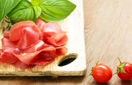 deli meat raw smoked meat bresaolaの写真素材