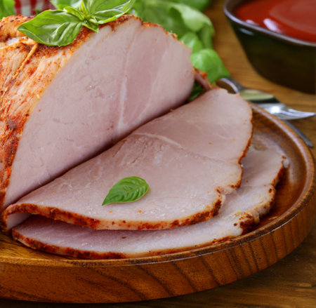 baked boiled pork for the festive tableの写真素材