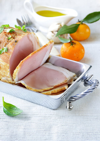 baked boiled pork for the festive tableの写真素材