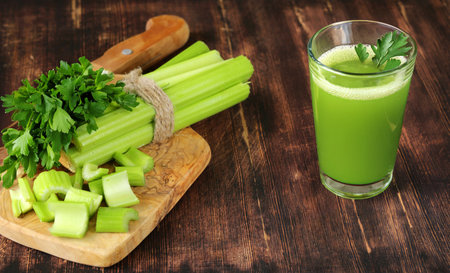 superfood drink made from celery for a healthy dietの写真素材