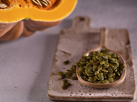natural organic pumpkin seeds for a healthy dietの写真素材