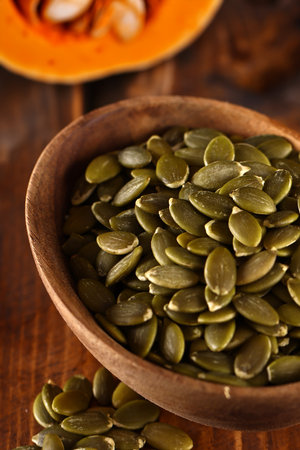 natural organic pumpkin seeds for a healthy dietの写真素材