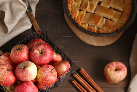 traditional homemade apple pie for dessertの写真素材