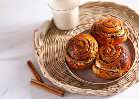 homemade cinnamon rolls for dessert and treatの写真素材