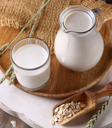 lactose free plant based oat milkの写真素材