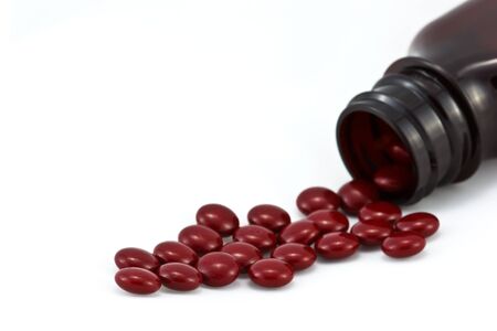 The red vitamin and mineral tablets for healthy の写真素材