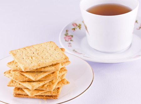 Bread made with wheat flour and tea の写真素材