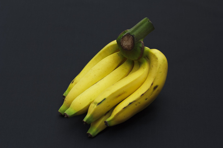Cavendish Banana on black background.Ripe Cavendish Banana are ready to eat.Cavendish Banana is sweet and fragrant,it can be cooked in many menu.の写真素材