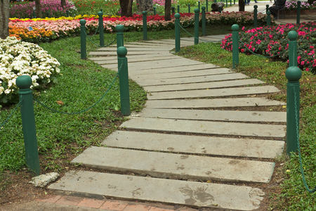 Concrete walkway for pedestrians in the park.の写真素材
