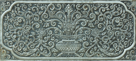 Thai ancient pattern carved on steel plate.の写真素材