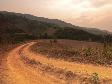 Sunset in the countryside of Phayao in Thailand.の写真素材