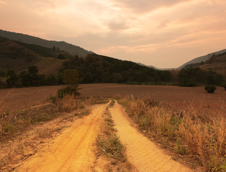 Sunset in the countryside of Phayao in Thailand.の写真素材