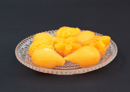 Thai dessert on plate.Thai dessert called Thong Yot and Thong Yip (dessert made from egg yolks).の写真素材