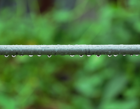 Rian drops on iron railings.の写真素材