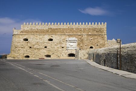 Koules Fortress in Heraklion. Island of Crete in Greece. Koules fortress on the sea, tourist...