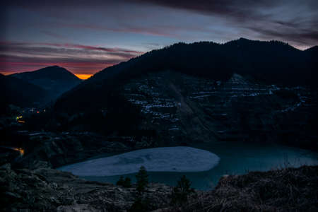 Lake in sunsetの写真素材