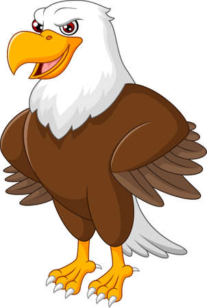 illustration of Cute eagle cartoon posingのイラスト素材