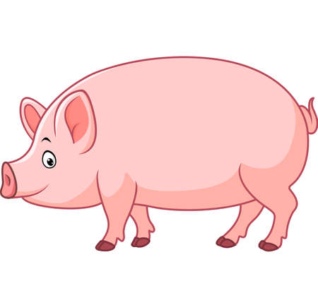 illustration of Cartoon happy pigのイラスト素材