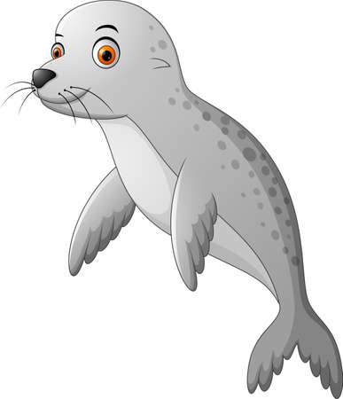 Cute baby seal cartoonのイラスト素材