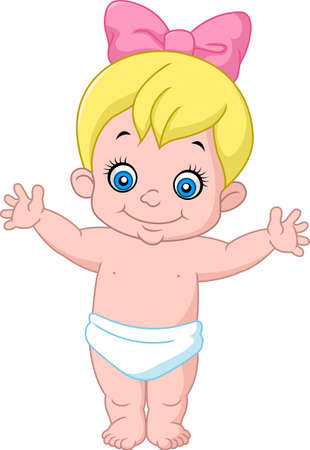 Cartoon baby girl isolated on white backgroundのイラスト素材