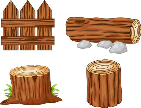 vector illustration ofTimber and stump cartoonのイラスト素材