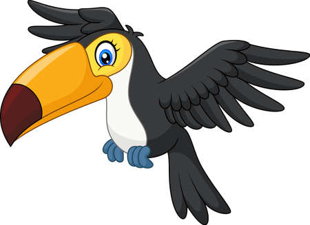 Cartoon funny toucan flyingのイラスト素材
