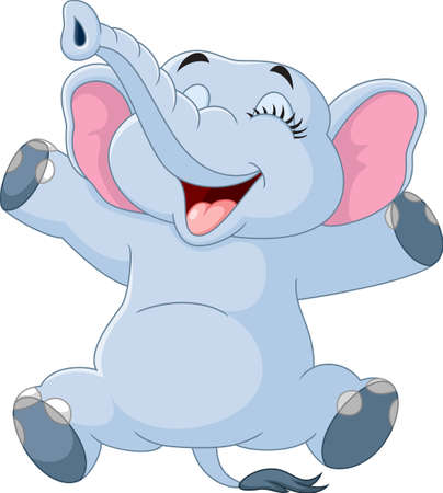 Cartoon funny elephant isolated on white backgroundのイラスト素材