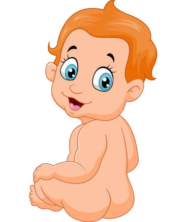 Cute baby sittingのイラスト素材