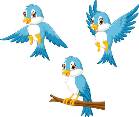 Blue bird cartoonのイラスト素材