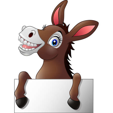 Funny donkey with blank signのイラスト素材