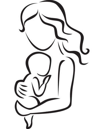 Illustration of mother and baby iconのイラスト素材