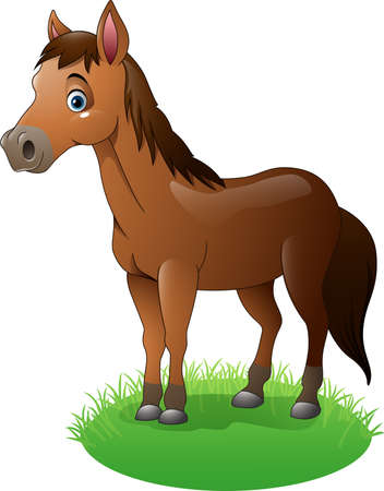 Vector illustration of Cartoon brown horseのイラスト素材