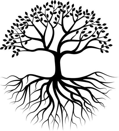 Vector Illustration Of Tree Silhouette With Rootのイラスト 素材 ストックフォト 写真素材のstock Foto ストックドットフォト