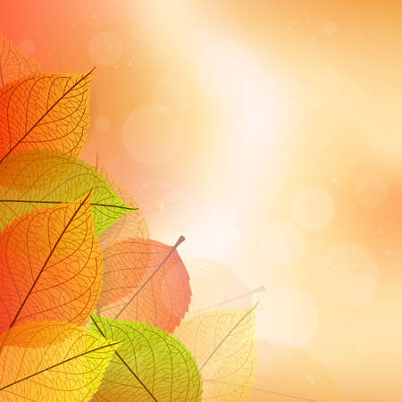 Vector illustration of Background with stylized autumn leavesのイラスト素材