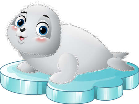 illustration of Cartoon baby seal on the floeのイラスト素材