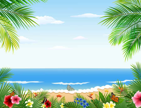 illustration of Beautiful tropical beachのイラスト素材