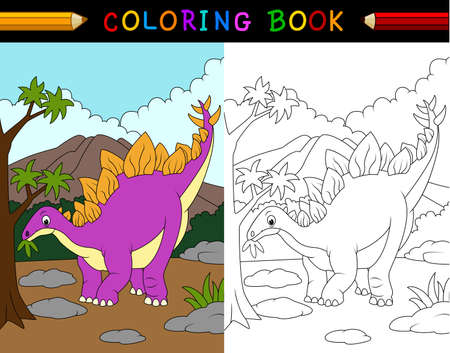 illustration of Cartoon stegosaurus coloring bookのイラスト素材