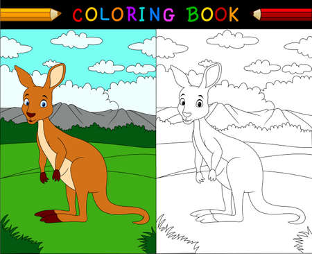 illustration of Cartoon kangaroo coloring bookのイラスト素材
