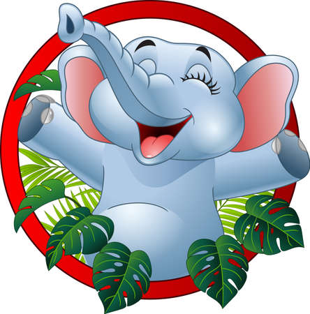 illustration of Cartoon funny elephantのイラスト素材