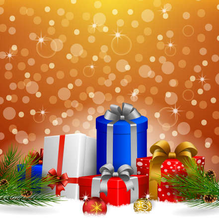 Christmas background with gift box and Christmas ballのイラスト素材