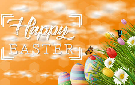 Vector illustration of Beautiful nature background with easter egg