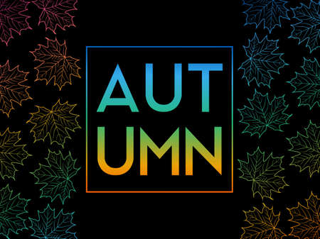 Autumn leaves on black backgroundのイラスト素材