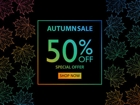 Autumn sale banner with autumn leavesのイラスト素材
