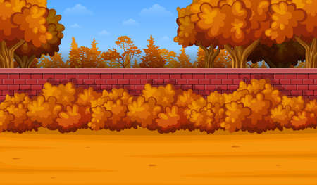 Vector illustration of Cartoon autumn landscapeのイラスト素材
