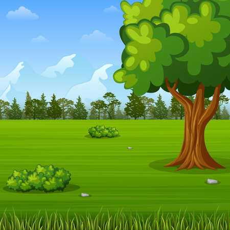 Vector illustration of Green forest landscape backgroundのイラスト素材