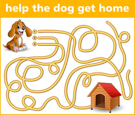 Maze Game: Help the dog get homeのイラスト素材