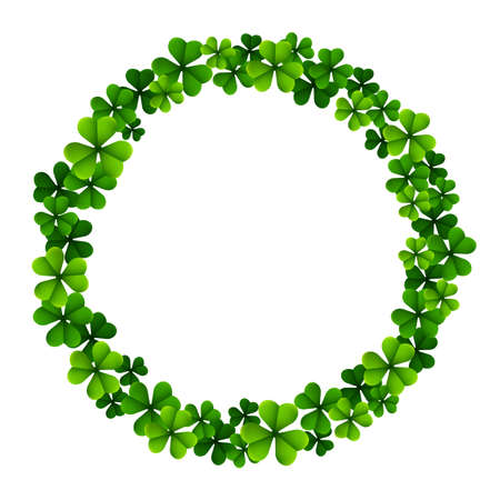 Circle frame with clover leaves for St. Patrick's day isolated on white backgroundのイラスト素材