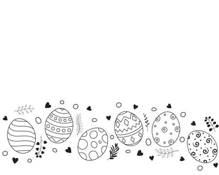 Doodle of easter eggs set collection on white backgroundのイラスト素材