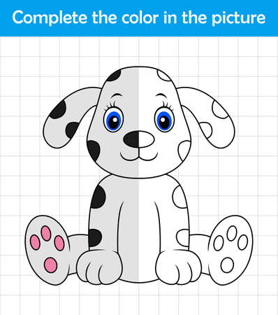Funny dalmatian dog. Complete the picture children drawing gameのイラスト素材