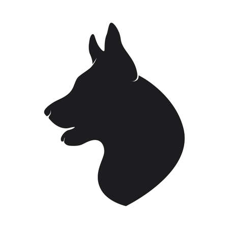 Black silhouette head of the dog on white backgroundのイラスト素材